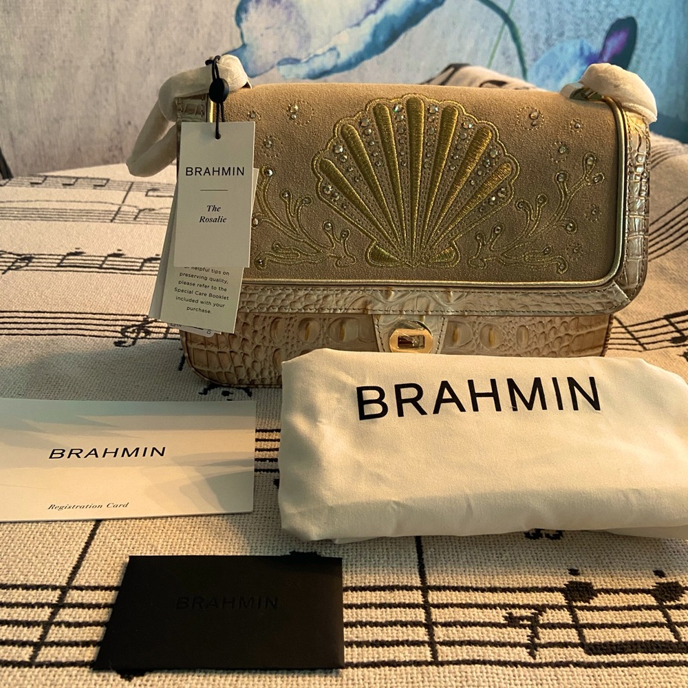 NWT BRAHMIN ROSALIE BIRCH DEL MAR